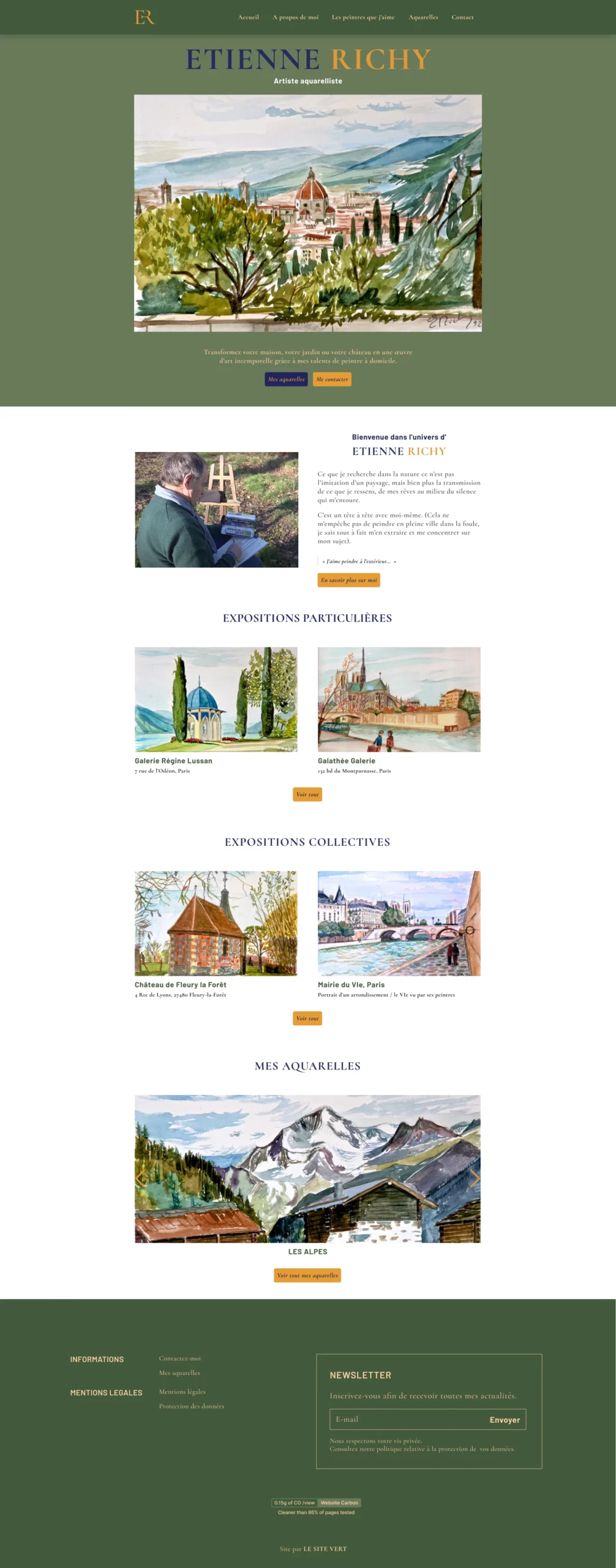 page accueil de site web - Etienne Richy Aquarelliste